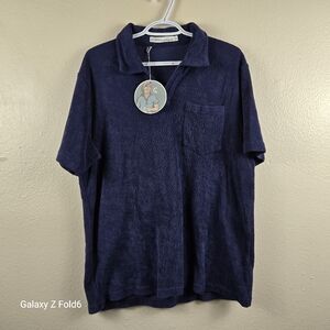 Criquet Navy Terrycloth Polo Shirt – Size L – NWT 100% Cotton